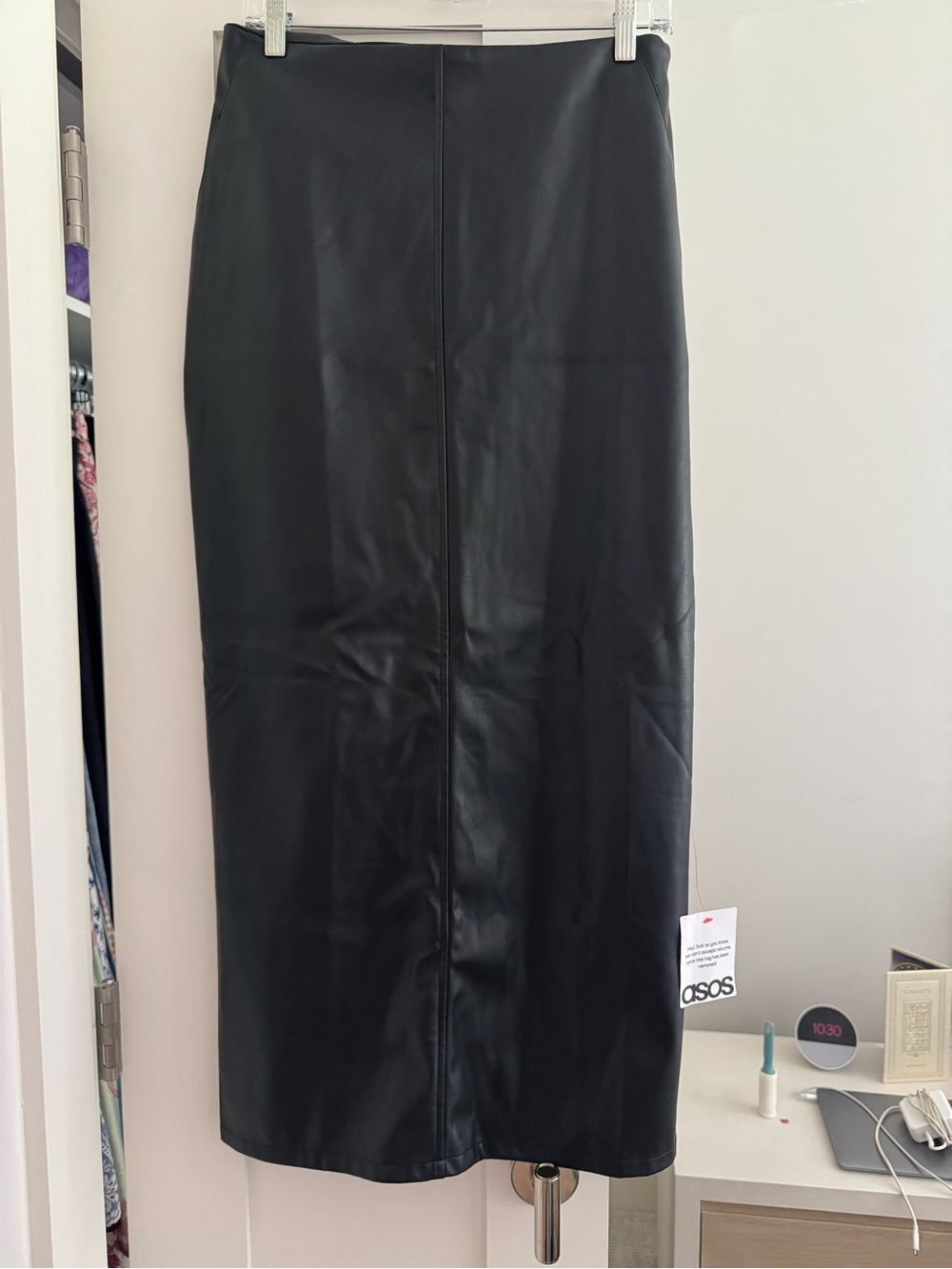 ASOS Black Faux Leather Midi Pencil Skirt